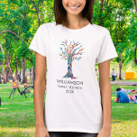 Regenboogfamilie voor gezinshereniging t-shirt<br><div class="desc">Er is een Gezinshereniging T-shirt voor alle dames in de familie! Deze stijlvolle T-shirts zijn versierd met een stamboom in de kleuren van de regenboog. Pas ze aan met je familienaam en het jaar. Dit unieke ontwerp is een print van mijn familieboommozaïek, gemaakt van kleine stukjes helder glas. Originele mozaïek...</div>
