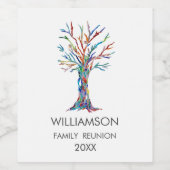 Regenboogfamilie voor gezinshereniging wijn etiket (Enkel label)