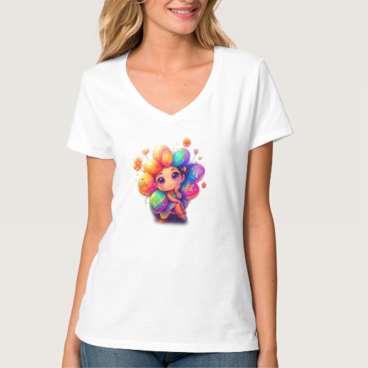 Regenboogfee-grafische T-shirt – Cute & Kleurrijke (Voorkant)