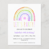 Regenboogfeest | Verjaardag Budget Invitation (Voorkant)