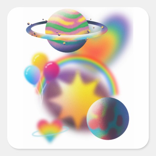REGENBOOGFEEST VIERKANTE STICKER (Voorkant)