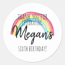 REGENBOOGFEEST, WATERVERF REGENBOOGVERJAARDAG, GUN RONDE STICKER