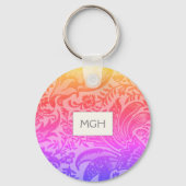  regenboogflesje botanische monogram sleutelhanger (Voorkant)