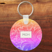  regenboogflesje botanische monogram sleutelhanger (Voorkant)