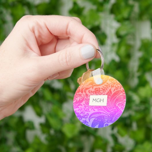  regenboogflesje botanische monogram sleutelhanger (Hand)