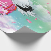 Regenboogfluffy wolken en strikken cadeaupapier (Hoek)