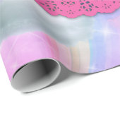 Regenboogfluffy wolken en strikken cadeaupapier (Rol Hoek)
