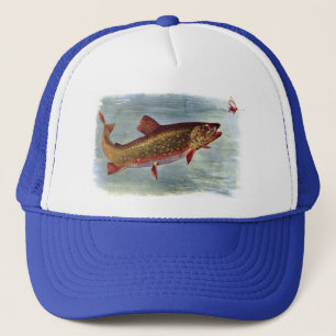 Regenboogforel die een vliegende luier achtervolgt trucker pet