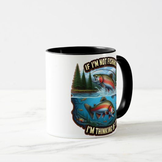 Regenboogforel Een levendige vis springt uit het w Mok (Voorkant rechts)