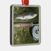 regenboogforel en vliegreel metalen ornament (Rechts)