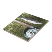 regenboogforel en vliegreel tegeltje (Zijkant)