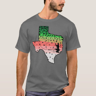 Regenboogforel Fly Fish Texas Staat Kaart Fly Fish T-shirt