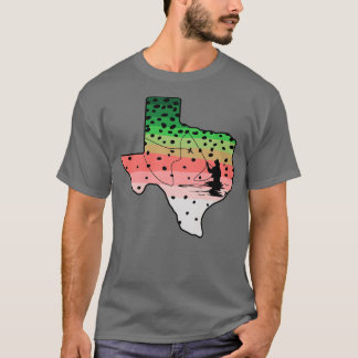 Regenboogforel Fly Fish Texas Staat Kaart Fly Fish T-shirt