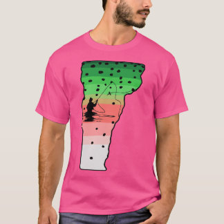 Regenboogforel Fly Fish Vermont State Map Fly Fish T-shirt