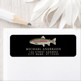 Regenboogforel - Fly Fisherm Retouradreslabel Etiket