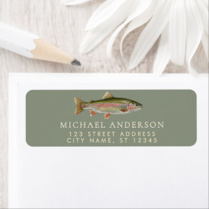 Regenboogforel - Fly Fisherm Retouradreslabel Etiket