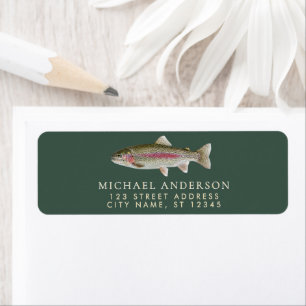 Regenboogforel - Fly Fisherm Retouradreslabel Etiket