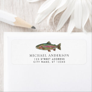Regenboogforel - Fly Fisherm Retouradreslabel Etiket
