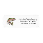 Regenboogforel - Fly Fisherm Retouradreslabel Etiket (Voorkant)
