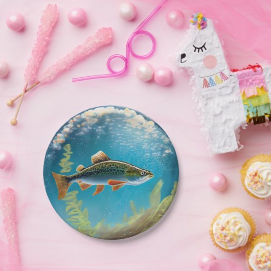 Regenboogforel Flyfishing Papieren Bordje (Feest)