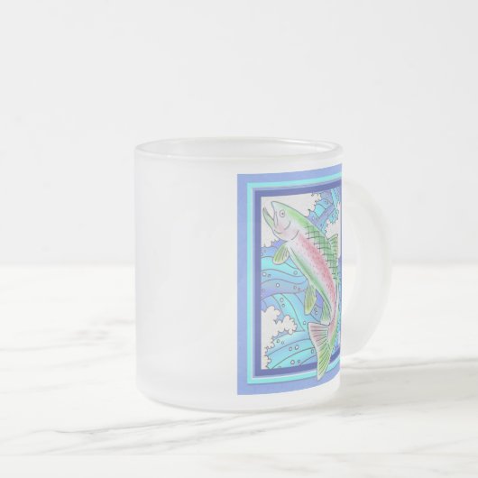 Regenboogforel Frosted Glass Mok (Voorkant rechts)