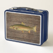 regenboogforel houtnerfmetalen lunchbox (Achterkant)