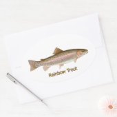Regenboogforel (met titel) ovale sticker (Envelop)