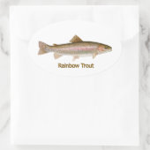 Regenboogforel (met titel) ovale sticker (Tas)