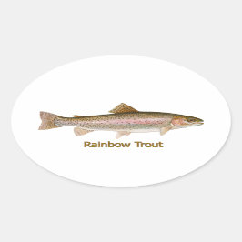 Regenboogforel (met titel) ovale sticker