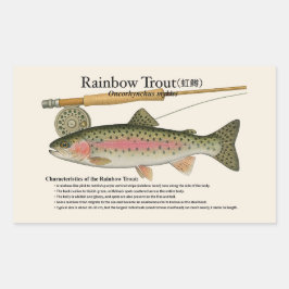 Regenboogforel (Oncorhynchus mykiss) – Engelse Rec Rechthoekige Sticker