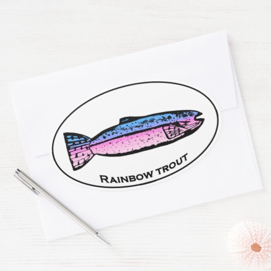 Regenboogforel ovale Logo Ovale Sticker (Envelop)