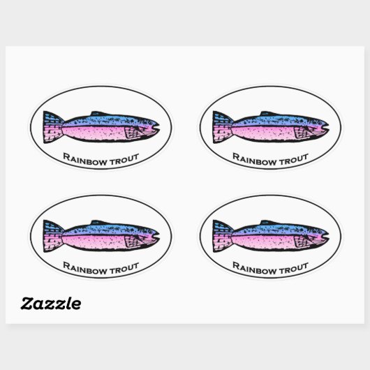 Regenboogforel ovale Logo Ovale Sticker (Vel)