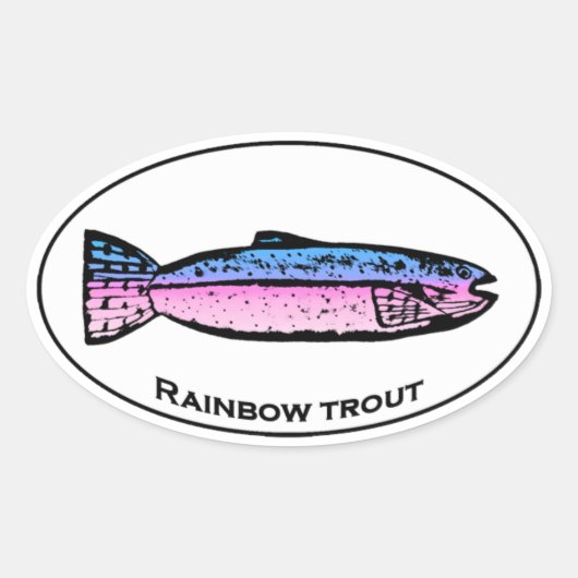 Regenboogforel ovale Logo Sticker (Voorkant)