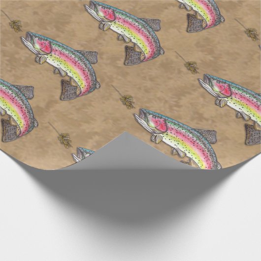 Regenboogforel pompen van vliegende aas cadeaupapier (Hoek)