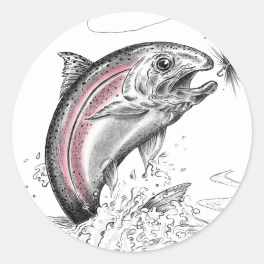 regenboogforel ronde sticker (Voorkant)