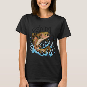 Regenboogforel springt uit het water. Gekleurde Vi T-shirt
