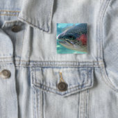 Regenboogforel Vierkante Button 5,1 Cm (In situ)