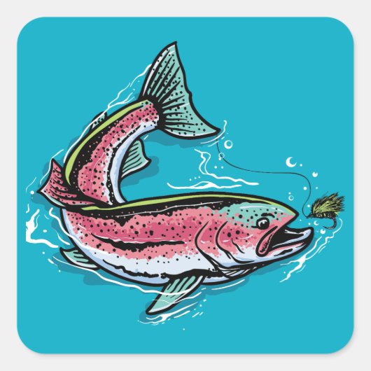 Regenboogforel  vierkante sticker (Voorkant)