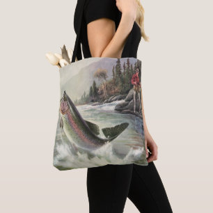 Regenboogforel, Vintage Visser Vissen naar Vis Tote Bag