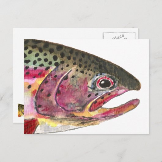 Regenboogforel vis briefkaart (Voorkant / Achterkant)