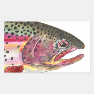 Regenboogforel vis rechthoekige sticker