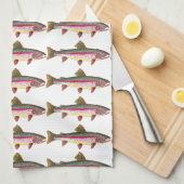 Regenboogforel vis theedoek (Quarter Fold)