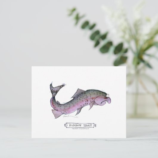Regenboogforel vis, tony fernandes briefkaart (Staand voorkant)