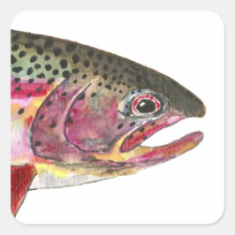 Regenboogforel vis vierkante sticker