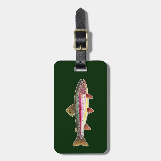 Regenboogforel vis, vissers bagagelabel (Voorkant verticaal)