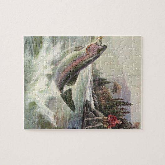  regenboogforel vis, vissers Vist Legpuzzel (Horizontaal)