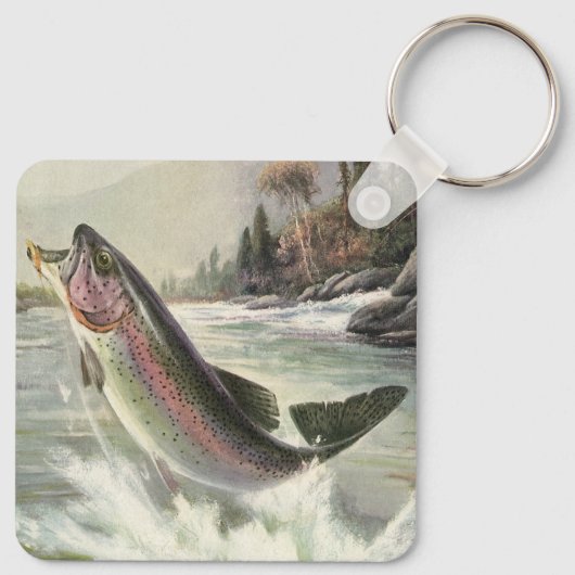  regenboogforel vis, vissers Vist Sleutelhanger (Achterkant)