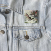 regenboogforel vis, vissers Vist Vierkante Button 5,1 Cm (In situ)