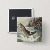 regenboogforel vis, vissers Vist Vierkante Button 5,1 Cm (Voorkant /achterkant)