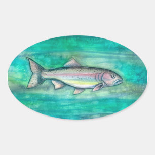 Regenboogforel Vissen Watercolor Kunst Stickers